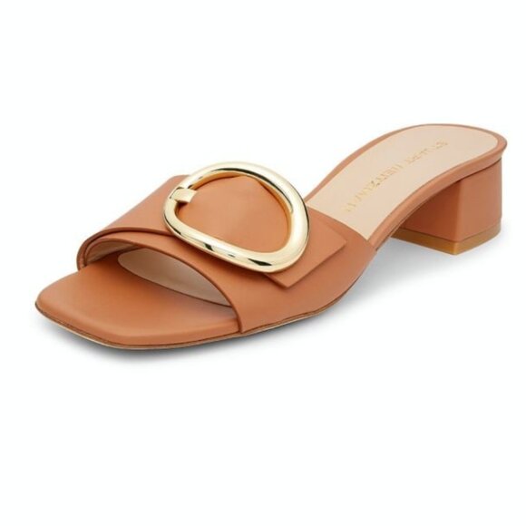 Stuart Weitzman Shoes - Stuart Weitzman Benni Leather Sandal Slide in Tan Size 6